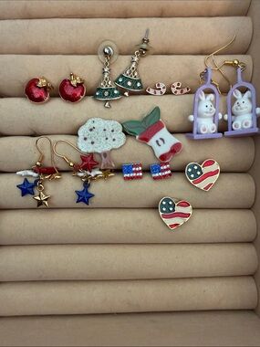 Avon Multi-Design Kids Earring Set - Red, Blue, Purple, White, Green